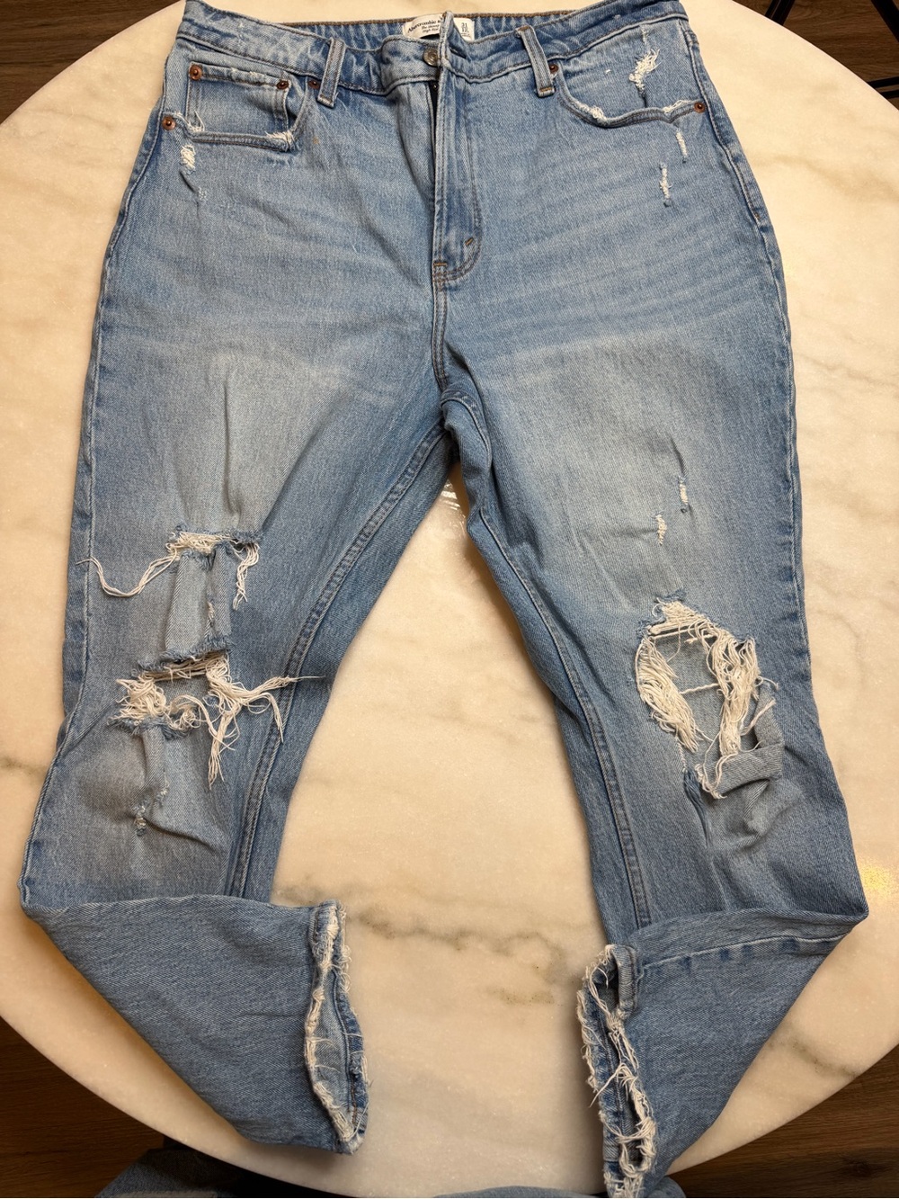 Abercrombie & Fitch Light Blue Distressed Skinny High RiseWomen's Jeans Size 12